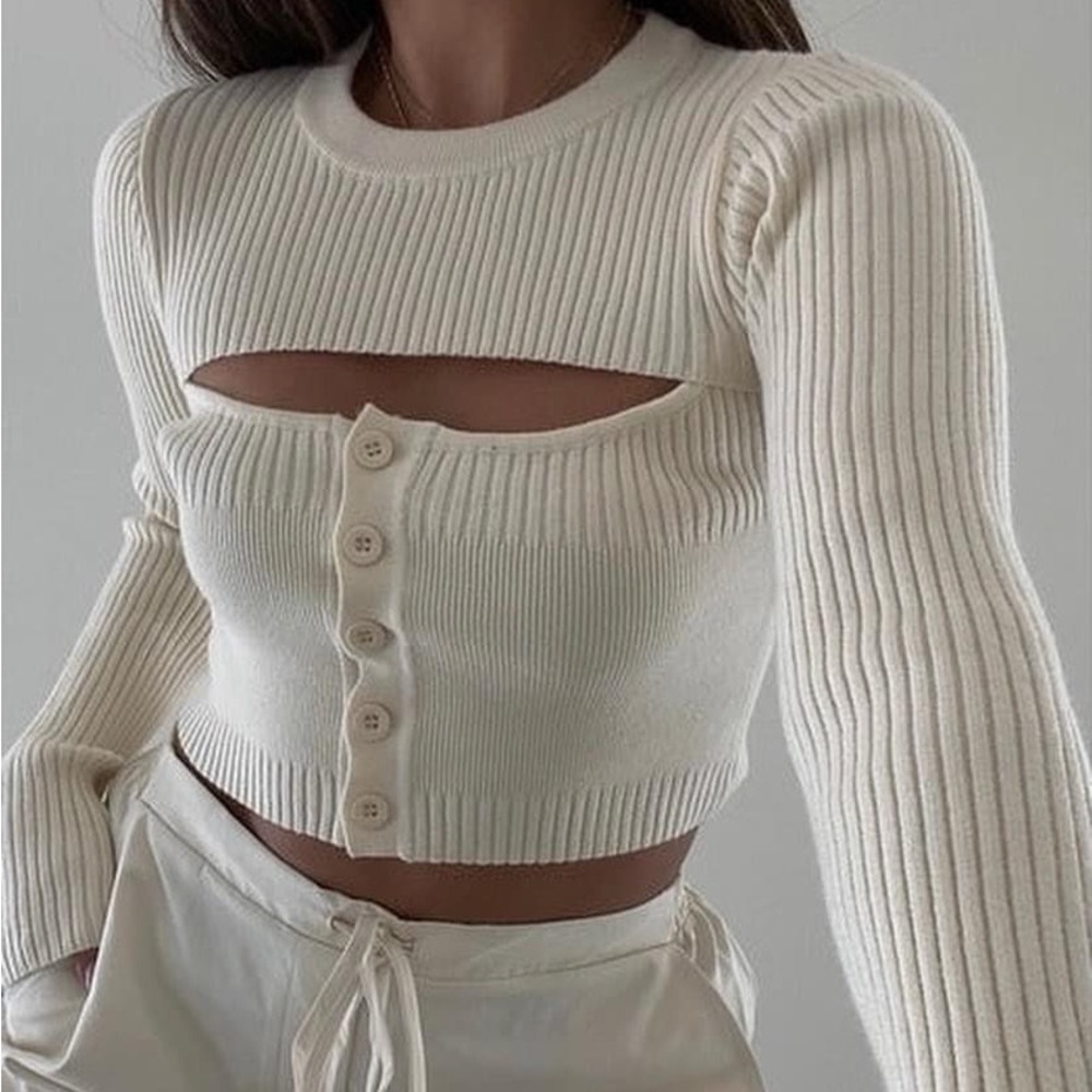 Cropped Open Front Sweater
